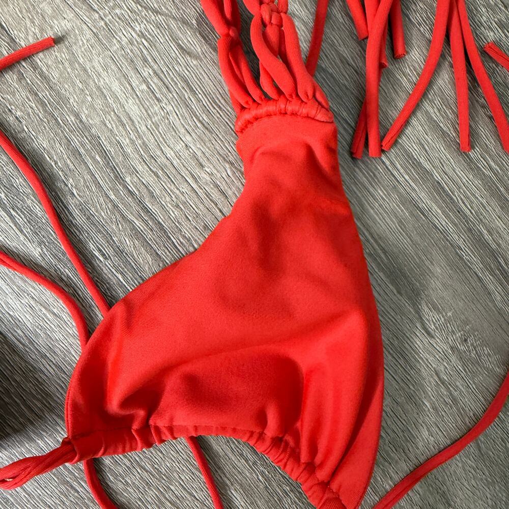Mikoh Waipahu Triangle Multi String Red Bikini To… - image 2